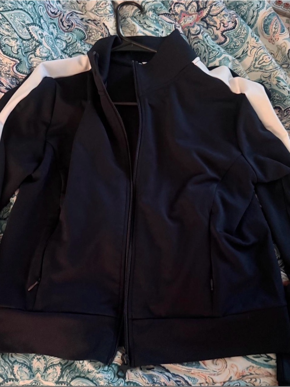 Garage Black Bomber Jacket with White Shoulder Stripes